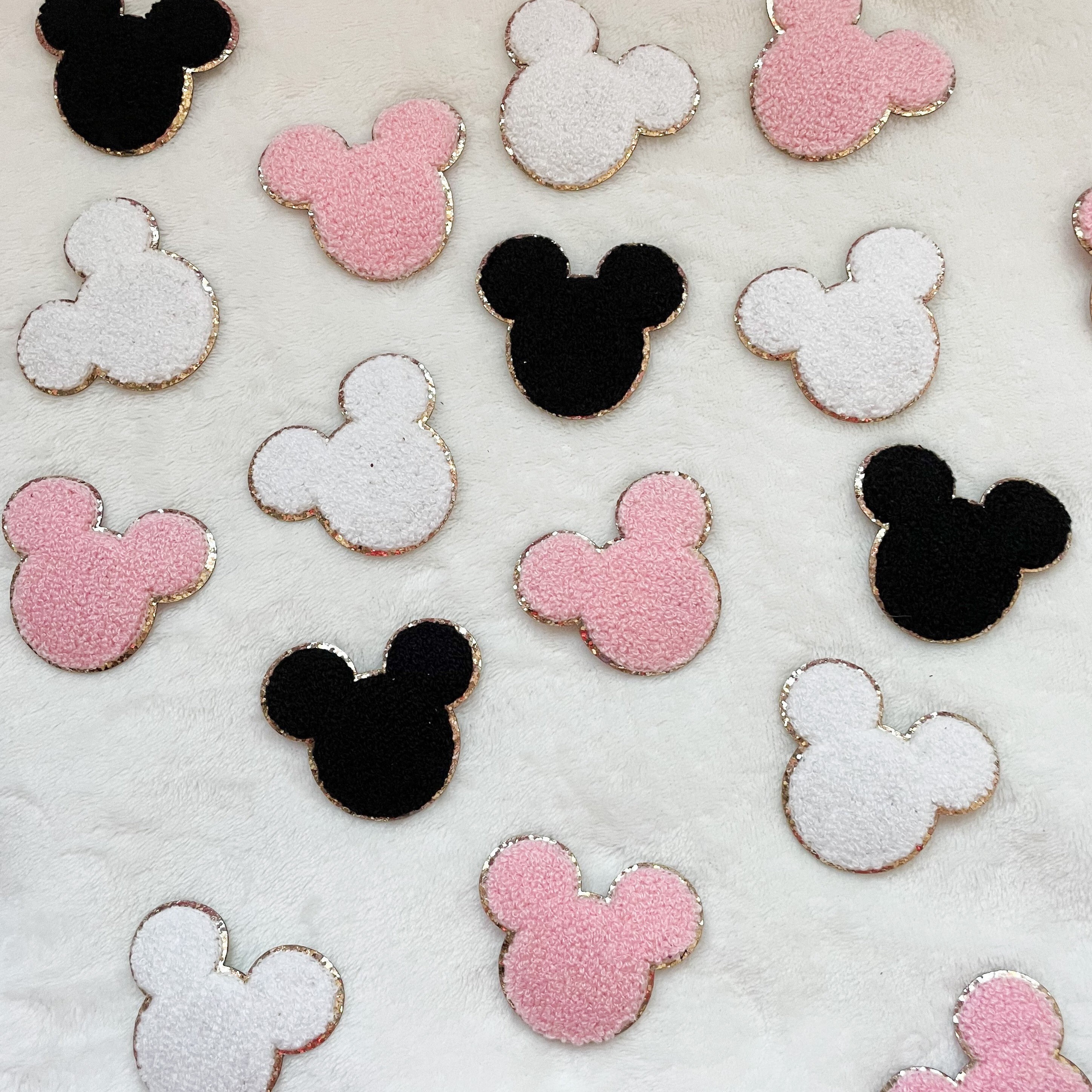 Glitter Mickey Mouse Minnie Mouse 3M Embroidery Patch DIY