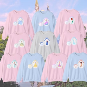 ディズニープリンセス スウェットシャツ。ディズニープリンセス シャツ。クルー スウェットシャツ。ディズニー シャツ。ディズニー バケーション シャツ。マジック キングダム シャツ