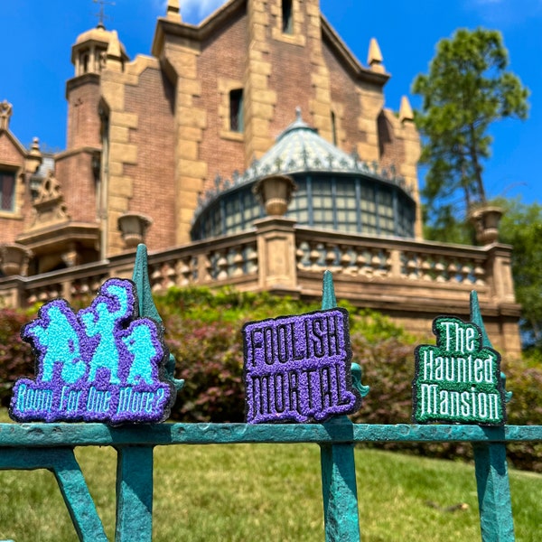 Haunted Mansion Patch. Foolish Mortal Patch. Room for one more patch. Hitchhiking Ghost Patch. Disney patch. Haunted Mansion Iron On Patch.