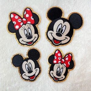 Glitter Mickey Mouse Minnie Mouse 3M Embroidery Patch DIY