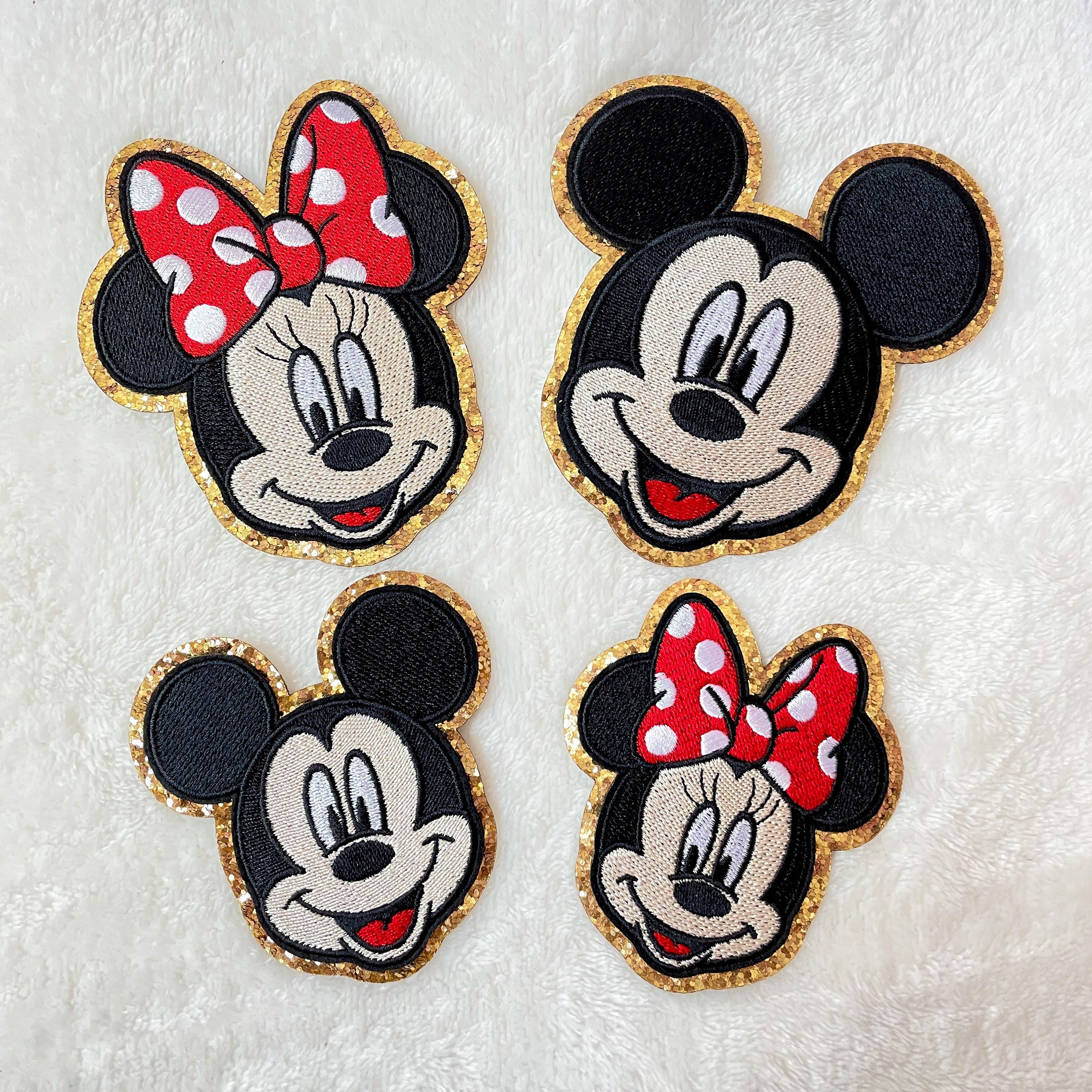Iron on Patches Minnie Mouse Seated Wings Disney Pink 7,5x7,5cm