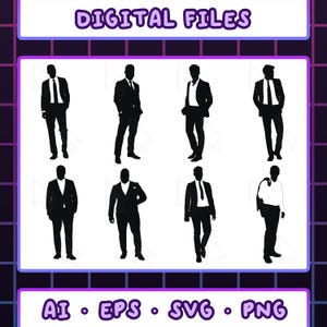Businessmen Silhouettes Bundle Ai, EPS, SVG, PNG, Boss Silhouette Pack Clip Art Business Men Boss Anzug Silhouette Vektorbild, Cricut-Datei