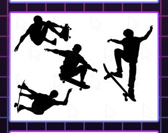 Skateboarder Silhouette Clip Art: Vector Skater Bundle (Digital Download)