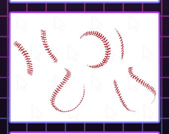 Baseball Stitches SVG Bundle Softball Ball Stitches Ai, EPS, PNG Clip Art Vector Files