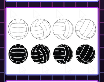 Volleyball Ball SVG Bundle: Silhouette Vector Line Art (Digital Download)