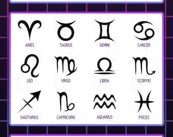 Zodiac Signs SVG Bundle, 12 Zodiac Symbols, Horoscope Astrology Bundle svg, PNG, Ai, EPS Cricut, Silhouette Cameo