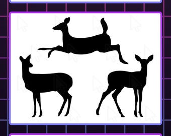 Hirsch Silhouette Paket, Ai, SVG, PNG, Hirsch Silhouetten Clip Art, Vektorbild