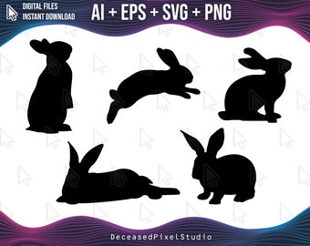 Rabbit SVG Bundle | Bunny SVG Bundle | Easter Svg Files | Rabbit Png ...