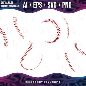 Può includere: Cinque disegni di cuciture da baseball rosse, tra cui una palla da baseball completa, una semicirconferenza e tre linee dritte.