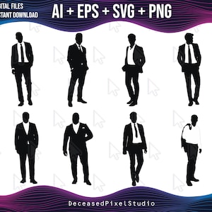 Zakenlieden silhouetten bundel AI, EPS, SVG, PNG, Boss Silhouette Pack illustraties zakenlieden baas pak silhouet vectorafbeelding, Cricut-bestand