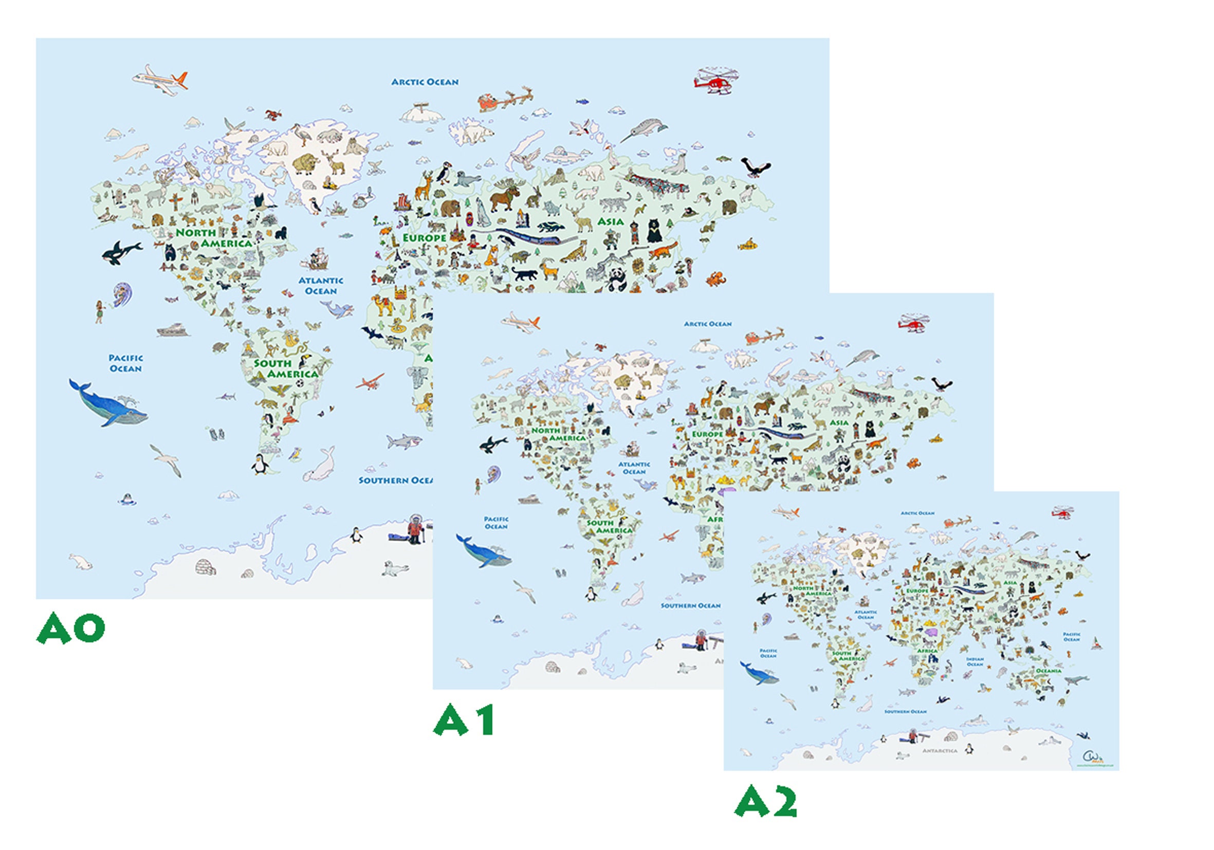 Children's Illustrated Map of the World Poster Etsy UK