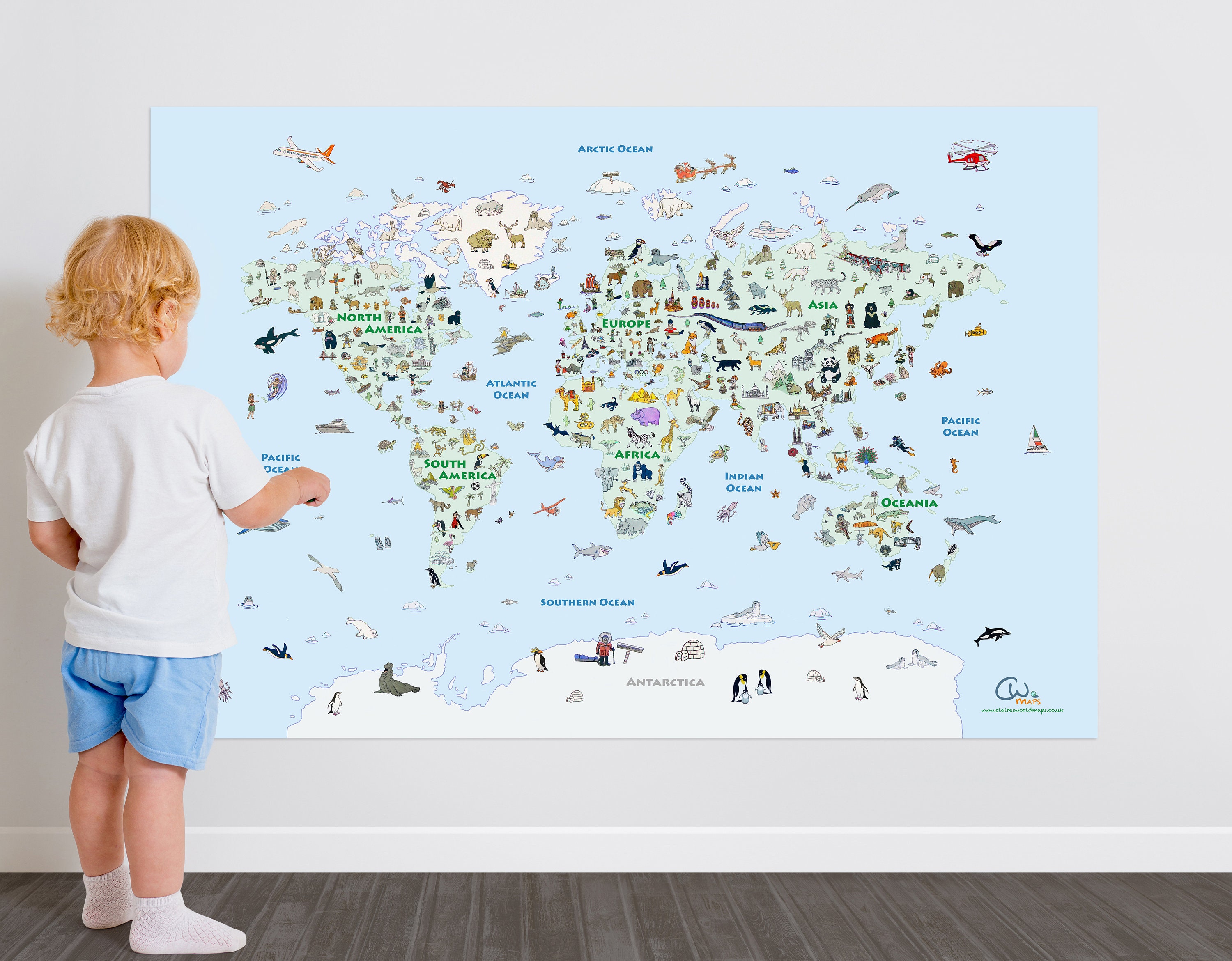 Children's Illustrated Map of the World Poster Etsy UK