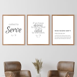 Missionary gift bundle set of 3 printable wall art Desires to Serve God Called to Serve Missionary Definition LDS missionary farewell gift