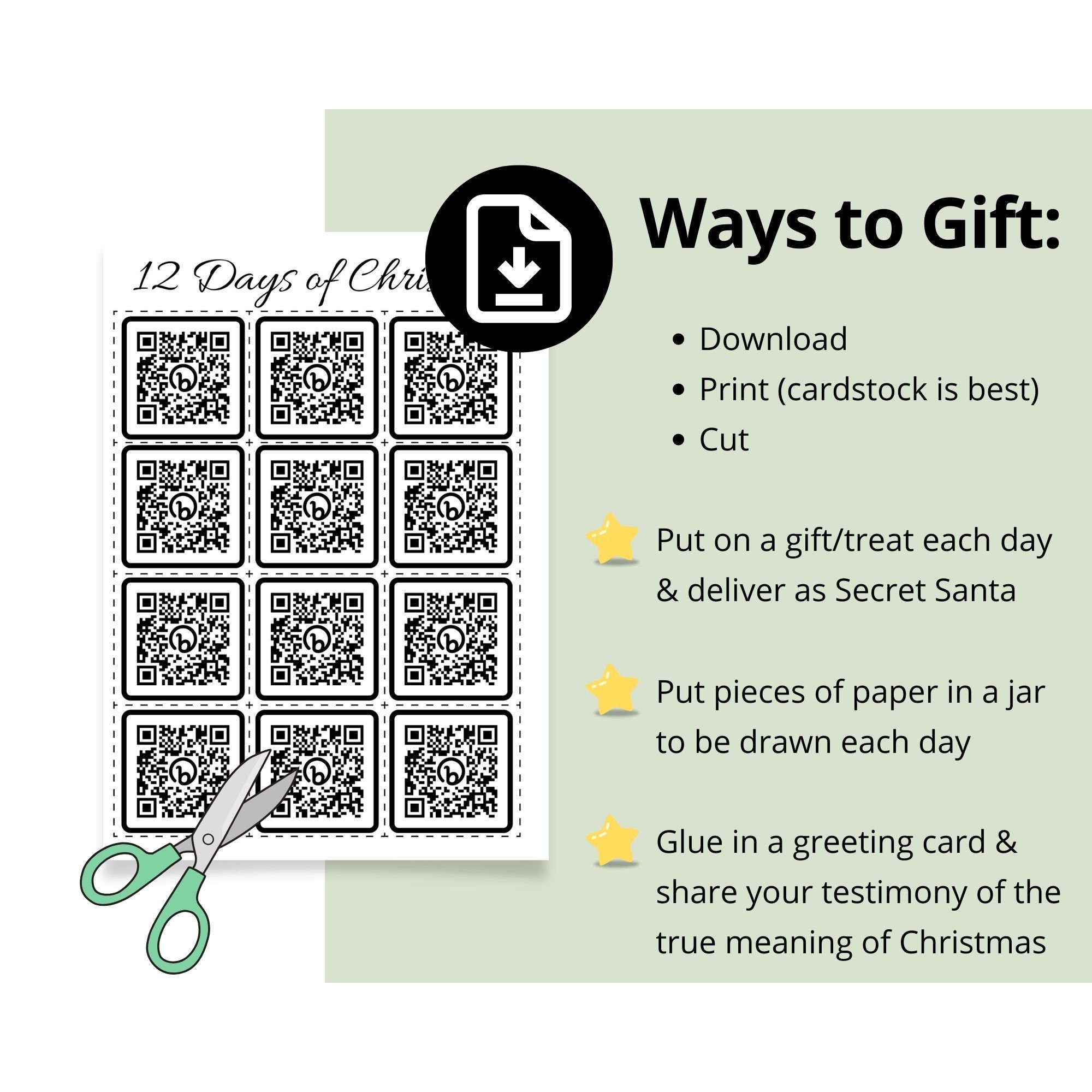 12 Days of Christmas LDS QR Code Video Ministering Gift Secret Santa ...