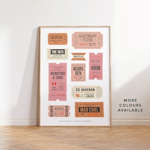 Personalised 10 Retro Gig Ticket Print | Bespoke Theatre or Music Memory Wall Art | Custom gift for birthday, wedding | 10 year anniversary