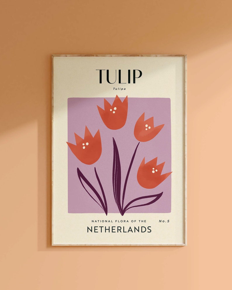 TULIP Retro Art Print Vintage Floral Home Décor Boho - Etsy