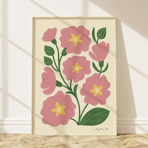 PRIMROSE Modern-Retro Art Print | British Wildflower Print | Colourful Floral Home Décor | Flower Poster | Botanical Wall Art | Plant Lover