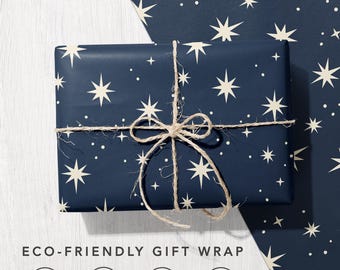 Star Gazer Gift Wrap Sheets | Starry Sky Premium Matte Eco Friendly Wrapping Paper | Recyclable Biodegradable Vegetable Inks