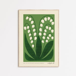 Impression d'art moderne-rétro muguet | Imprimé fleurs sauvages britanniques | Décoration florale colorée pour la maison | Affiche de fleurs, décoration murale de plantes botaniques
