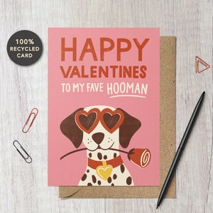 illustrée de chien romantique drôle |  Jolie carte de Saint-Valentin écologique dalmate pour femme, mari, partenaire | Du chien
