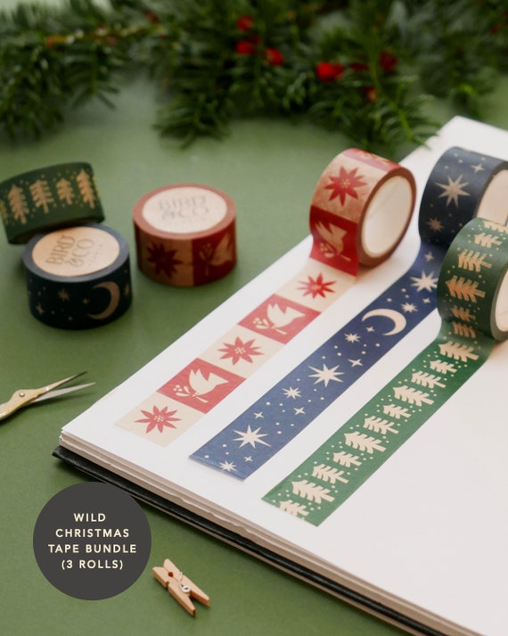 Snowy Pine Trees Christmas Washi Tape Festive Eco Friendly Paper