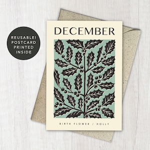 de voeux fleur de naissance de décembre de houx de Zazzle.be Liste d'envies Vous avez des idées ? Carte Anniversaire botanique, nouveau-né | d'art floral recyclé et réutilisable | Pour le jardinier, maman
