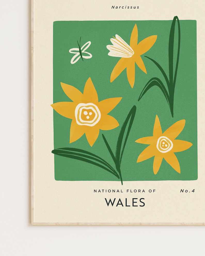 DAFFODIL Retro Art Print | Vintage Floral Home Décor | Boho Flower ...