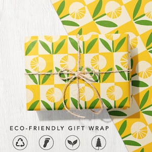 d'emballage cadeau fleurs sauvages de pissenlit | Papier cadeau recyclé à motif floral rétro | Respectueux de l'environnement Biodégradable | Anniversaire, Fête des Mères