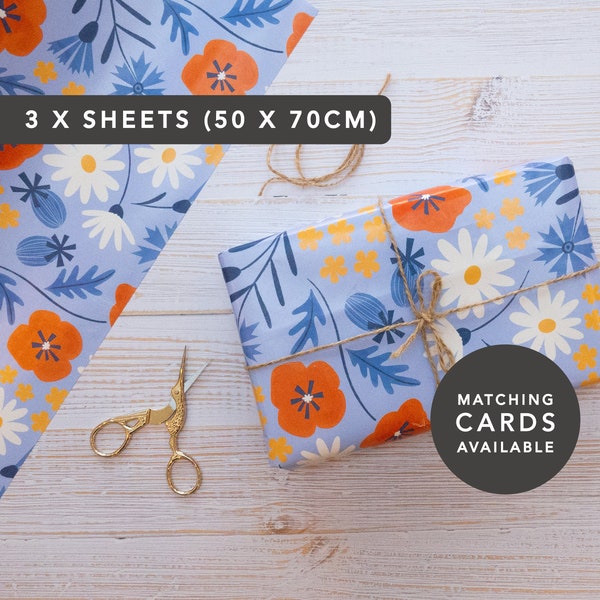 Wildflower Eco Gift Wrap | Premium Eco Friendly Wrapping Paper | Recyclable & Sustainable Wrapping Sheets | Birthday, Wedding, Anniversary