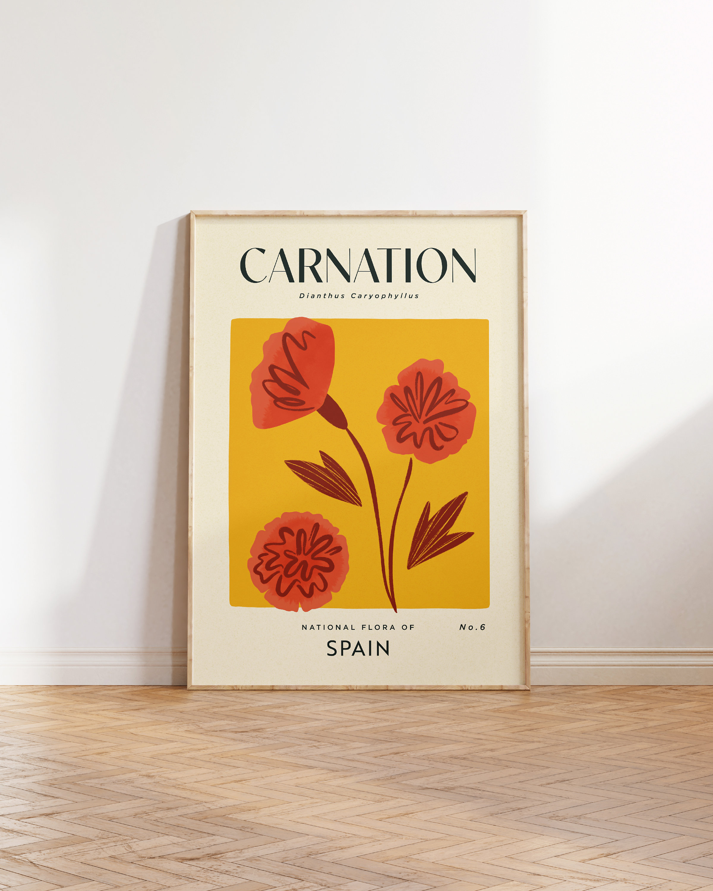 CARNATION Retro Art Print | Vintage Floral Home Décor | Boho Flower Poster | Botanical Wall Art | Spain Travel Print | House Warming Gift