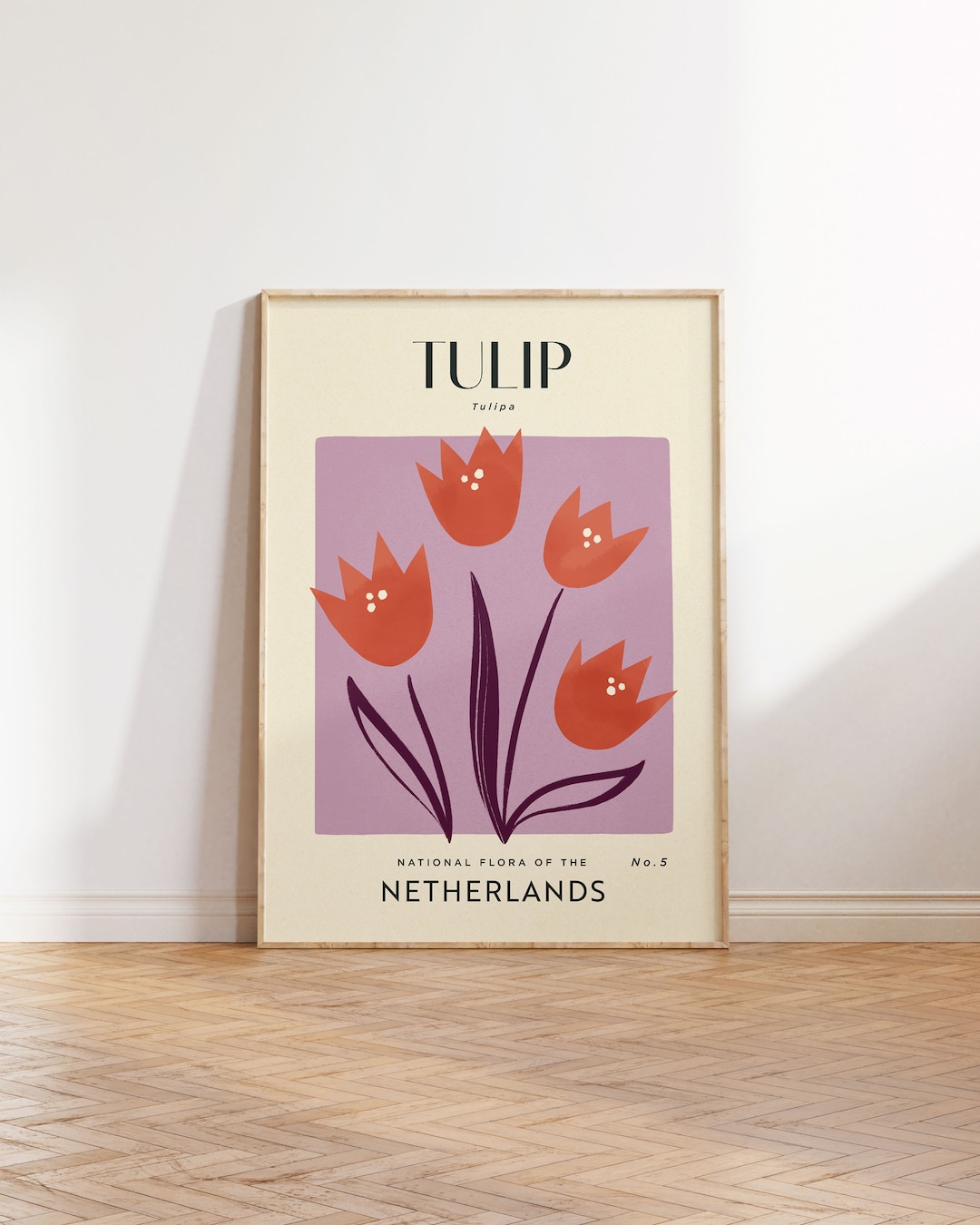 TULIP Retro Art Print | Vintage Floral Home Décor | Boho Flower Poster ...