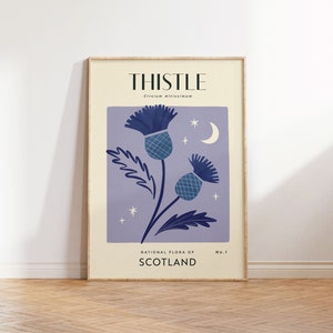 THISTLE Retro Art Print | Vintage Floral Home Décor | Boho Flower Poster | Botanical Wall Art | Scotland Travel Print | House Warming Gift