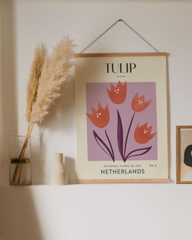TULIP Retro Art Print Vintage Floral Home Décor Boho - Etsy