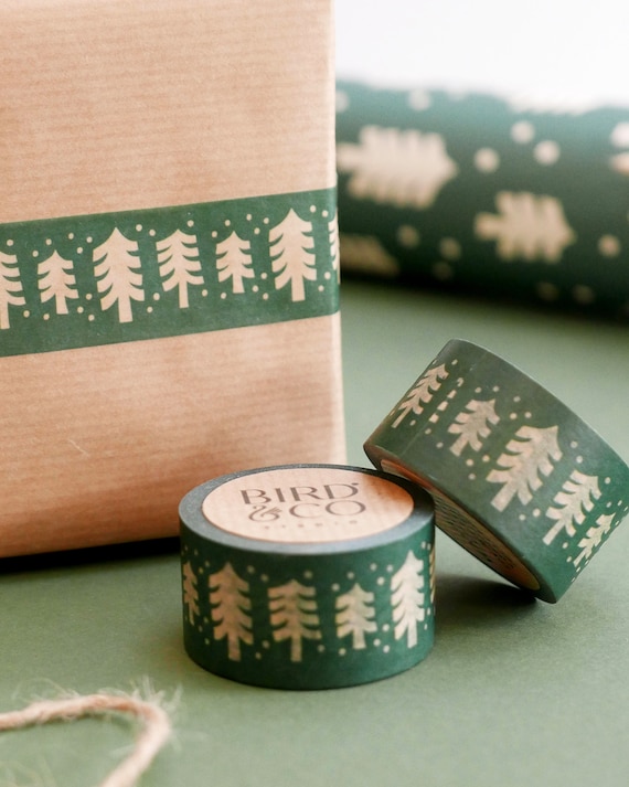 Snowy Pine Trees Christmas Washi Tape Festive Eco Friendly Paper
