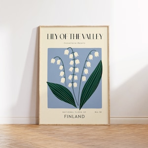 LILY of the VALLEY Retro Art Print | Vintage Floral Home Décor | Boho Flower Botanical Wall Art | Finland Travel Print | House Warming Gift