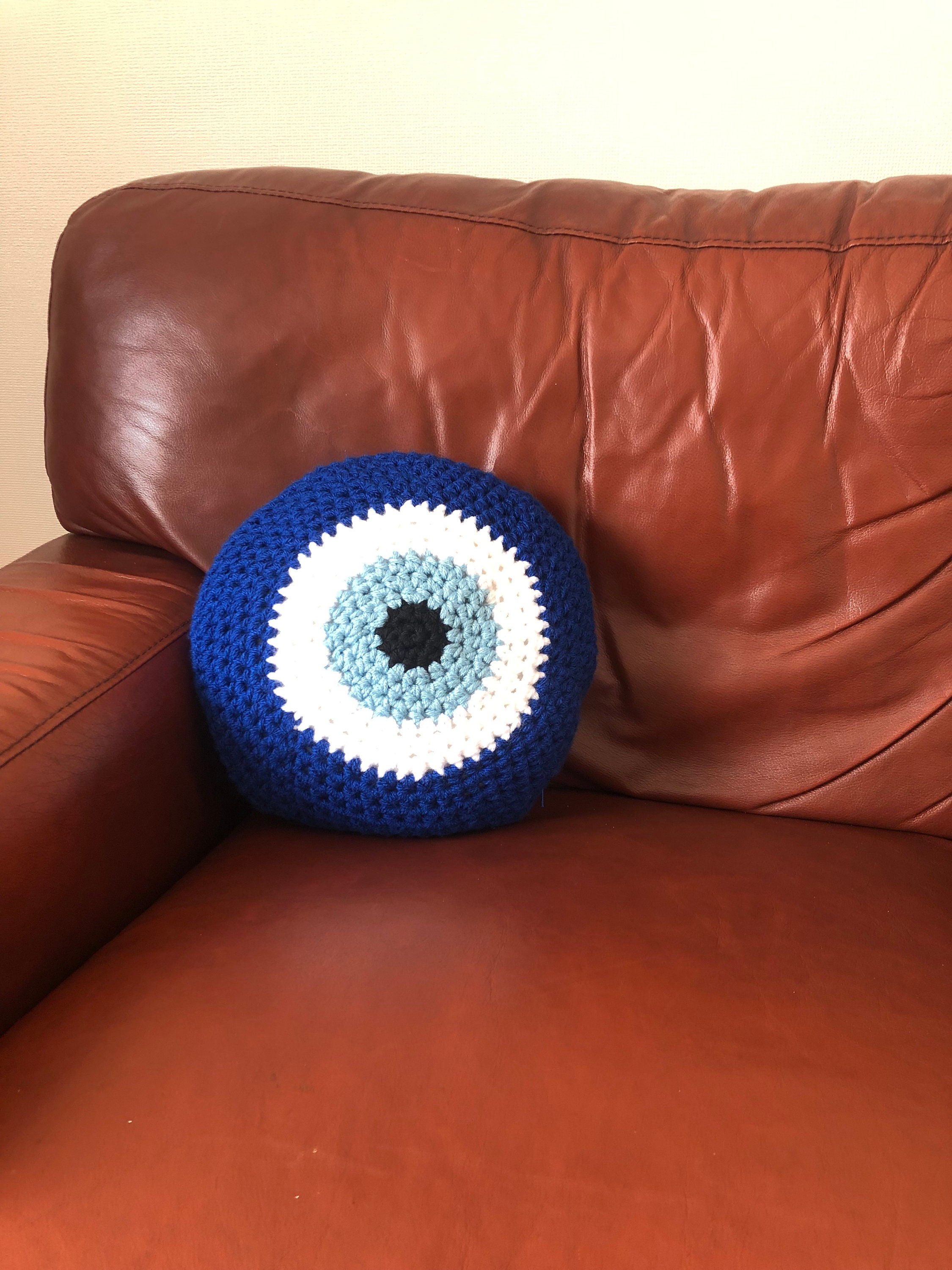 Evil Eye/nazar/mati Crochet Cushion - Etsy
