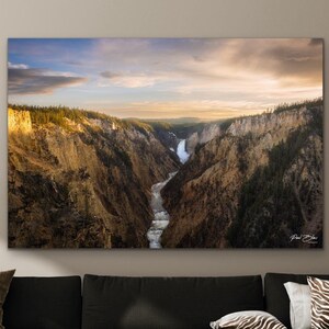 Yellowstone River National Park Photo - Artist Point Sunset Waterfall Print - Wyoming Wall Art, Decor, Gift - Fine Art Landscape Photography