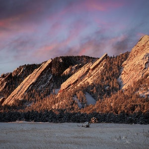Boulder Flatirons Winter Sunrise Photo - Colorado Rocky Mountain Print - Wall Art, Home Decor, Gift - Fine Art Landscape Photography