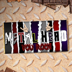 METAL HEAD - You Rock! | Novelty Chocolate Bar | Printed chocolate wrapper | Rock Fan | Metal Fan | Music Fan | Heavy Metal Gift