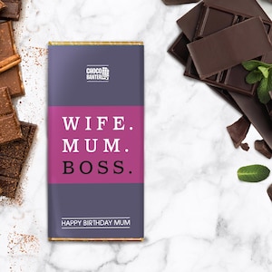 FRAU. MUM. CHEF. Schokoladentafel Wrapper | Personalisiertes Mama Geschenk | Mama Geburtstagsgeschenk | Geburtstagsgeschenk für Mama | Alles Gute zum Geburtstag Mama