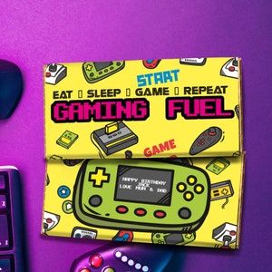 GAMING FUEL Chocolate Bar Wrapper | Personalised With Any Message On Back | Gamer Gift | Gift for Gamers | Birthday Gamer Gift