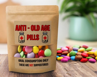 Pillole anti-vecchiaia: sacchetto di dolcetti Smarties - Divertente regalo di compleanno