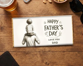 Barra de chocolate con diseño de boceto para el Día del Padre / Regalo original para papá