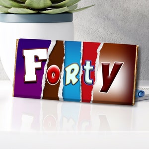 Nieuwigheid chocoladereep 40e verjaardag | Bedrukte chocoladewikkel | Cadeau 40e verjaardag | 40e chocoladecadeau | Cadeau voor 40e