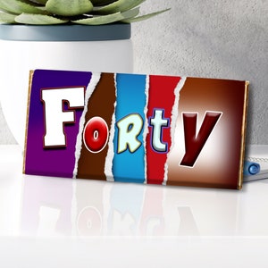 40th Birthday Novelty Chocolate Bar | Printed chocolate wrapper | 40th Birthday Gift | 40th Chocolate Gift | Gift for 40th