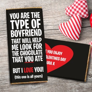Valentinstag Schokoladentafel | Personalisierte Nachricht auf der Rückseite | Ehemann oder Freund Geschenk | Geschenk für ihn | Valentinstag Schokolade Geschenk