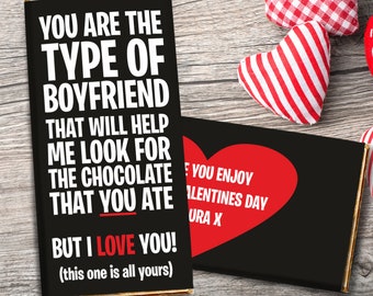 Barra de chocolate divertida para novio, regalo de San Valentín para él, regalo de chocolate original