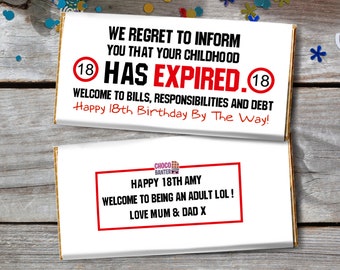 18th Birthday Funny Chocolate Bar Wrapper Personalised With - Etsy UK 18th Birthday Funny Chocolate Bar Wrapper Personalised With - Etsy UK