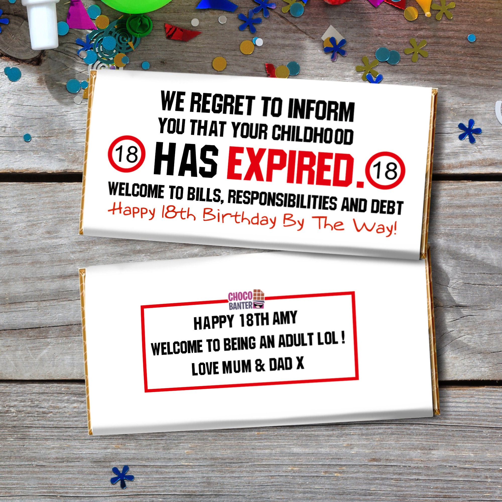 18th Birthday Funny Chocolate Bar Wrapper Personalised With - Etsy Finland 18th Birthday Funny Chocolate Bar Wrapper Personalised With - Etsy Finland