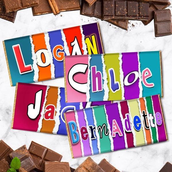First Name Chocolate Bar | Personalised With Any First Name | Boys & Girl Colour Options | Gift For Him | Gift for Her
